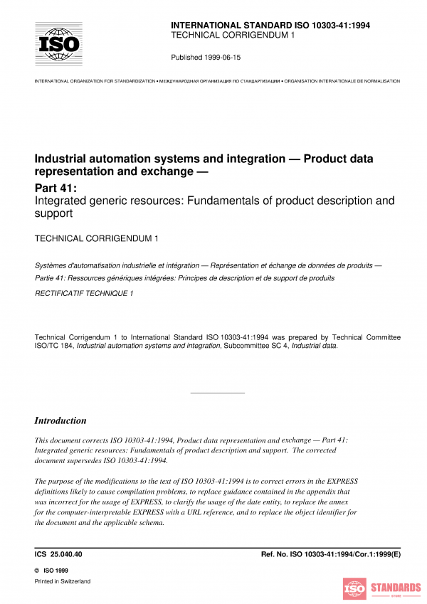 ISO 10303-41:1994/Cor 1:1999 PDF