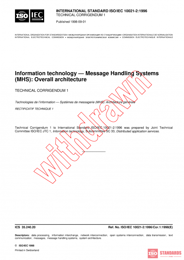 ISO/IEC 10021-2:1996/COR1:1998 PDF