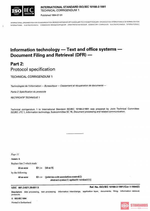 ISO/IEC 10166-2:1991/Cor 1:1994 PDF