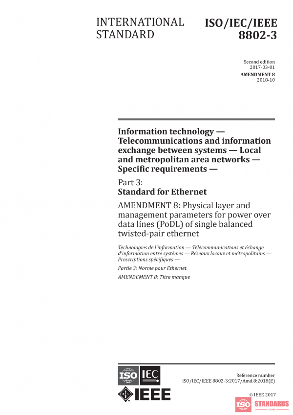 ISO/IEC/IEEE 8802-3:2017/Amd 8:2018 PDF