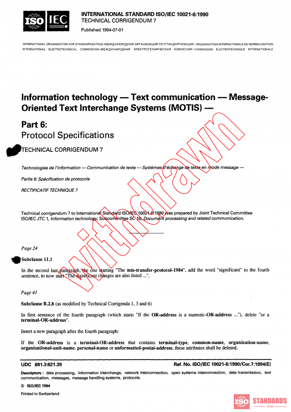 ISO/IEC 10021-6:1990/COR7:1994 PDF