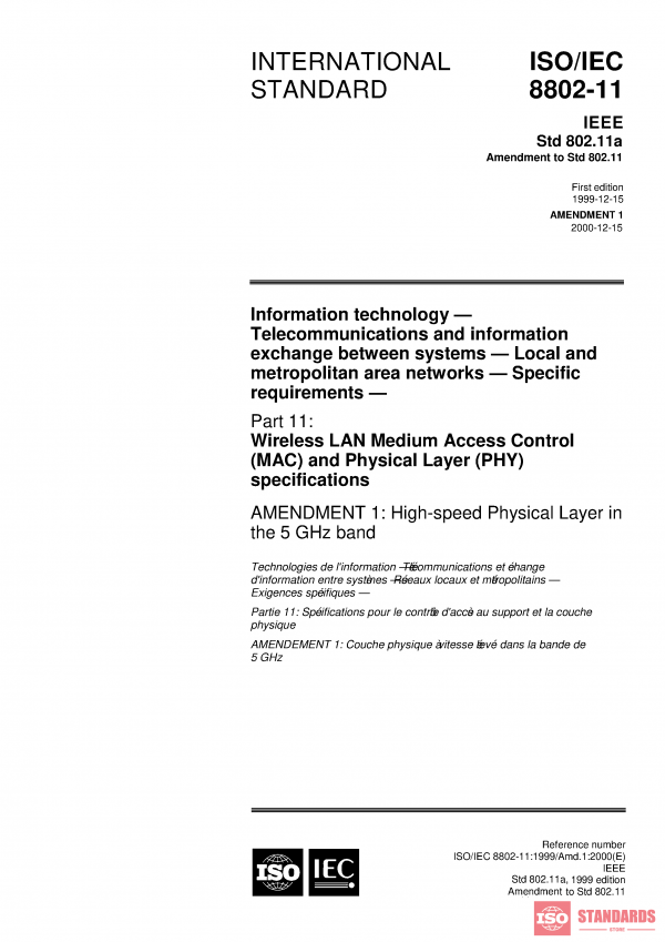 ISO/IEC 8802-11:1999/Amd 1:2000 PDF