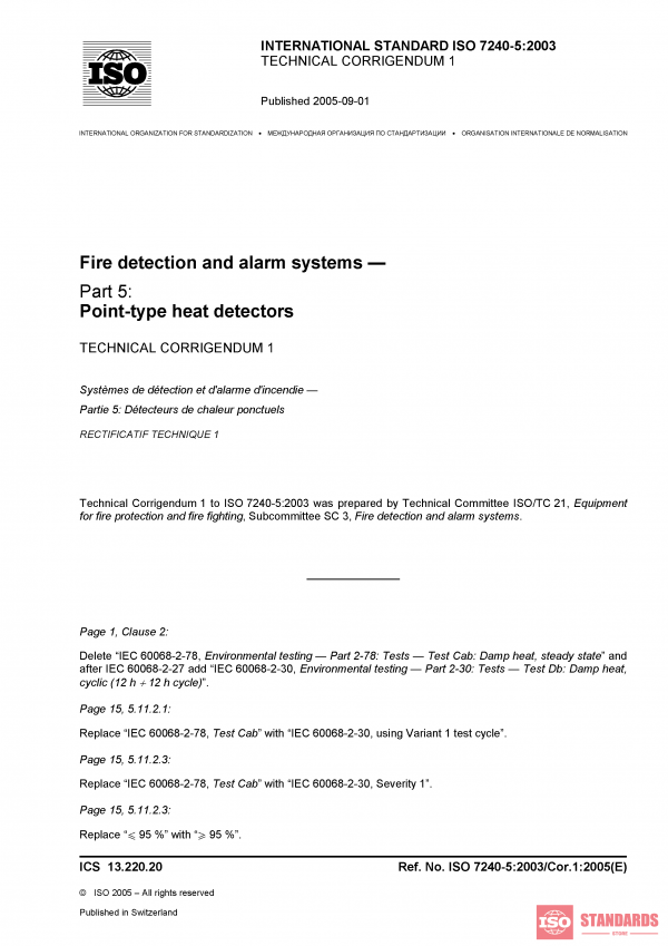 ISO 7240-5:2003/Cor 1:2005 PDF