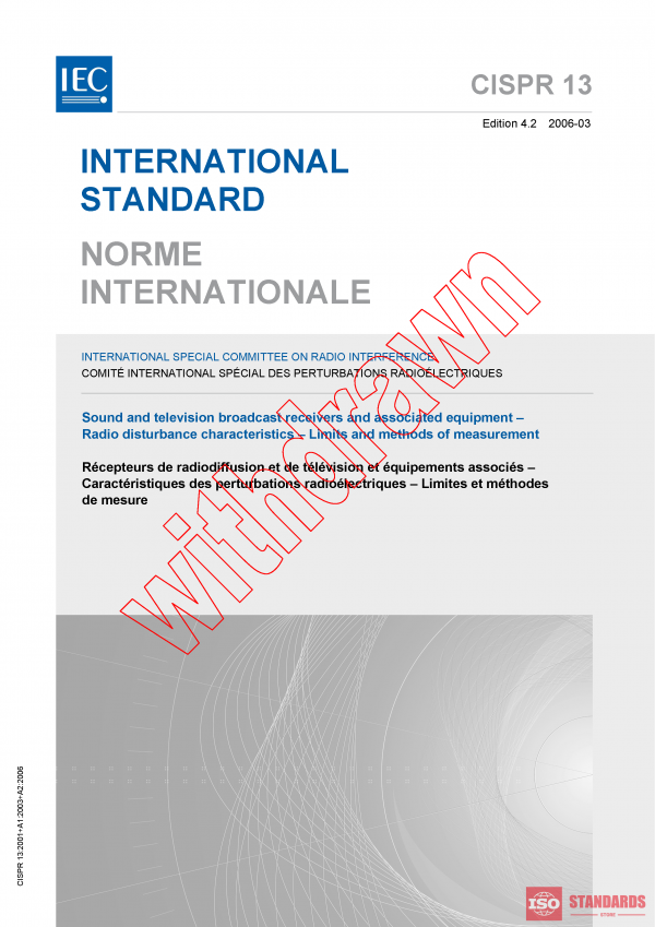 CISPR 13:2001+AMD1:2003+AMD2:2006 CSV PDF
