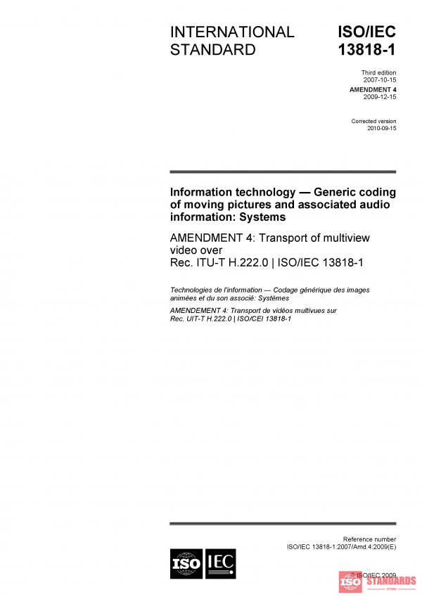 ISO/IEC 13818-1:2007/Amd 4:2009 PDF