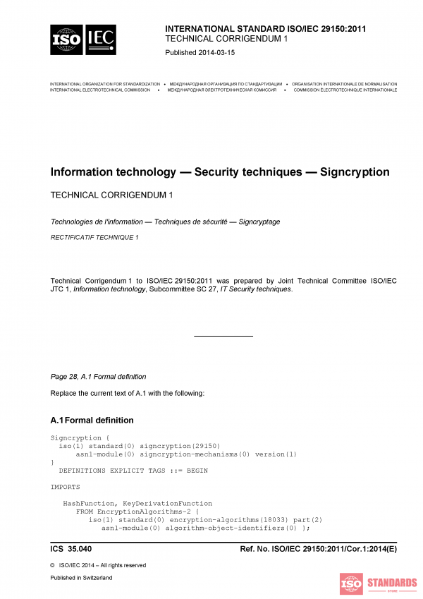 ISO/IEC 29150:2011/Cor 1:2014 PDF