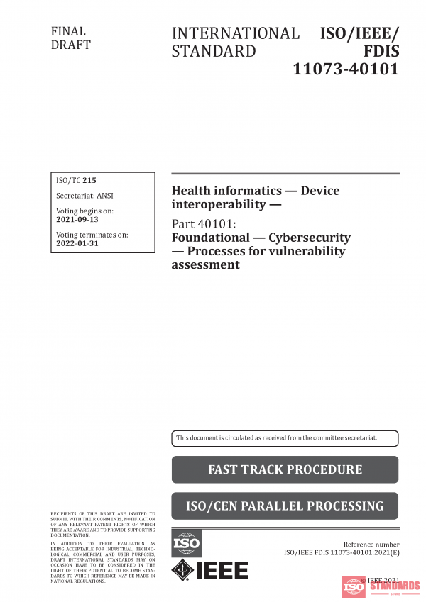 ISO/IEEE/FDIS 11073 40101:2021 PDF