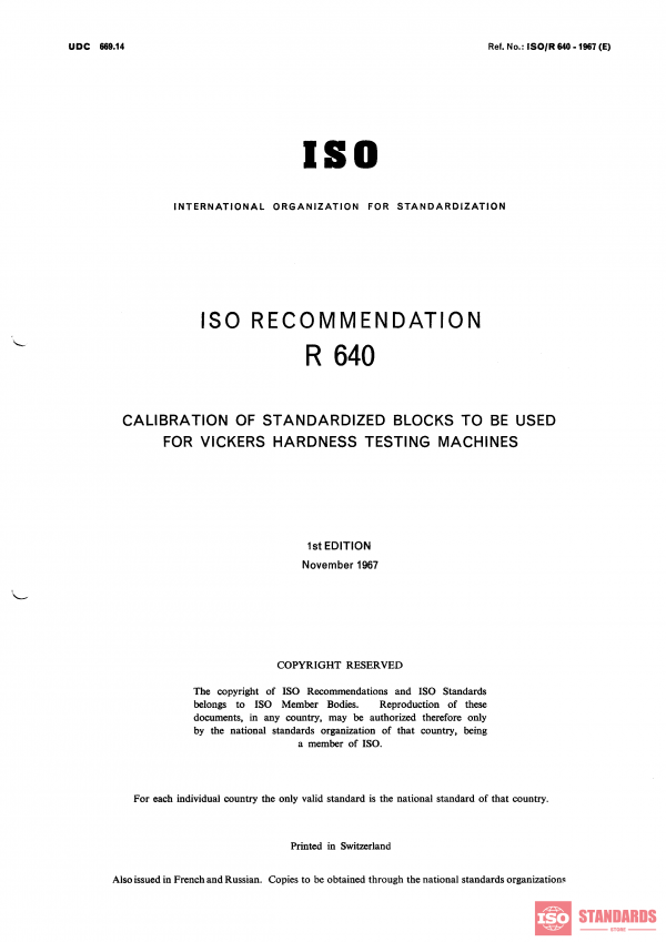 ISO/R 640:1967 PDF
