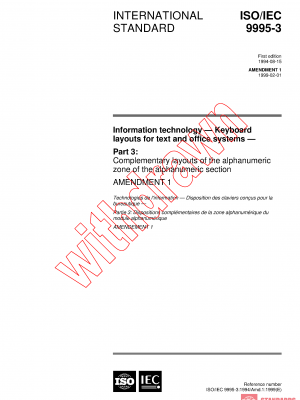 ISO/IEC 9995-3:1994/AMD1:1999 PDF