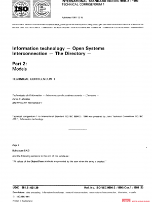 ISO/IEC 9594-2:1990/Cor 1:1991 PDF