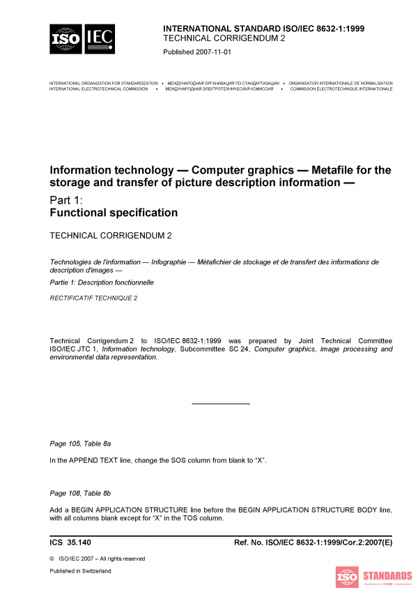 ISO/IEC 8632-1:1999/COR2:2007 PDF