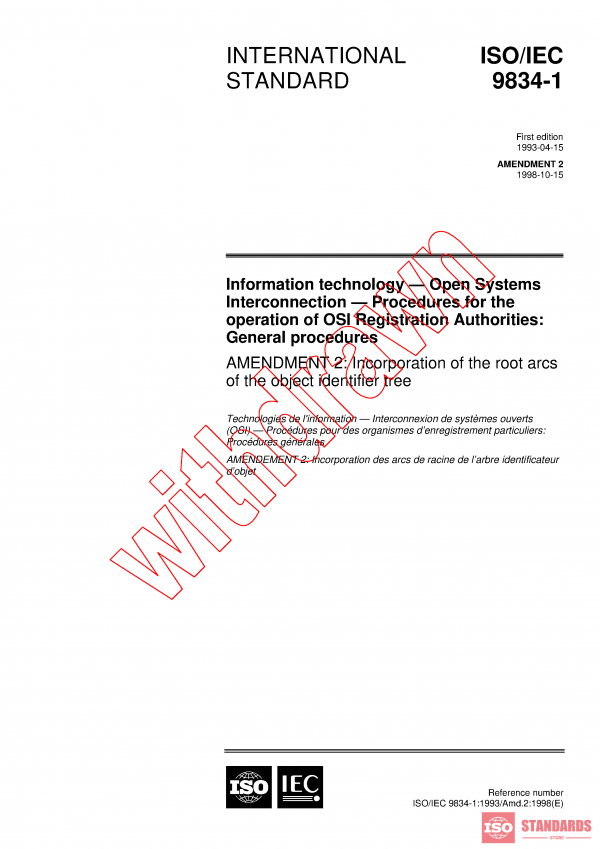 ISO/IEC 9834-1:1993/AMD2:1998 PDF