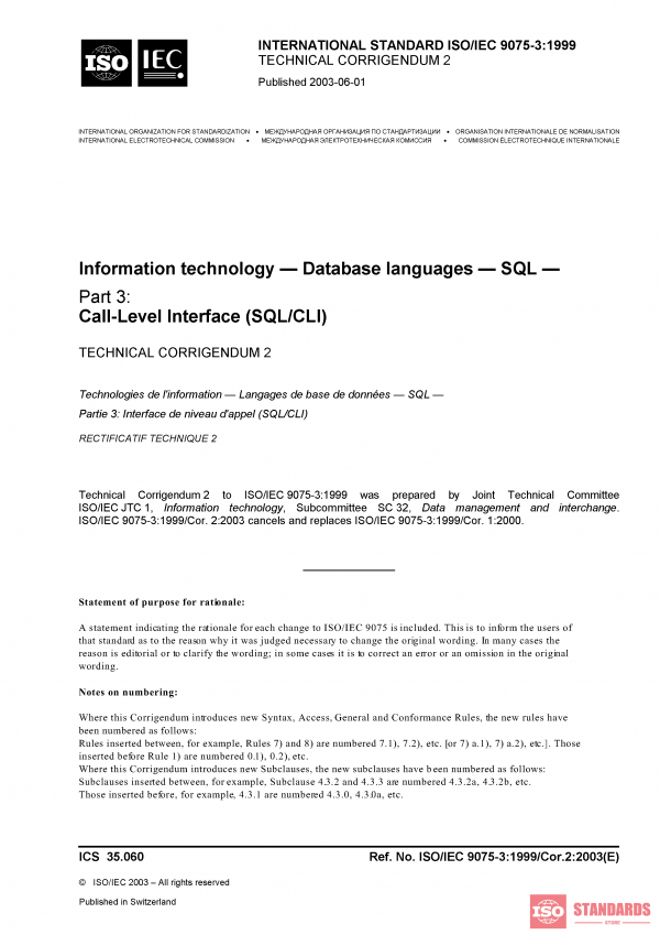 ISO/IEC 9075-3:1999/Cor 2:2003 PDF