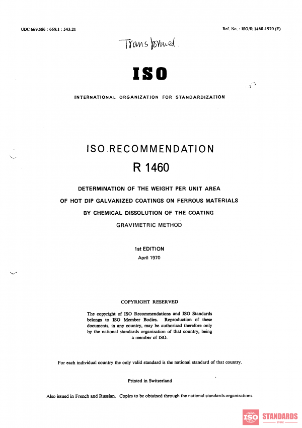 ISO/R 1460:1970 PDF