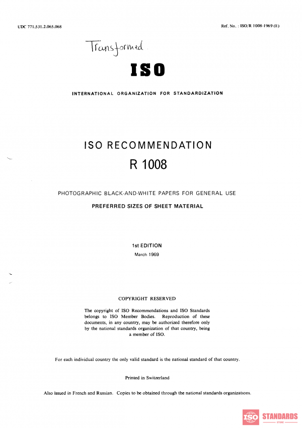 ISO/R 1008:1969 PDF