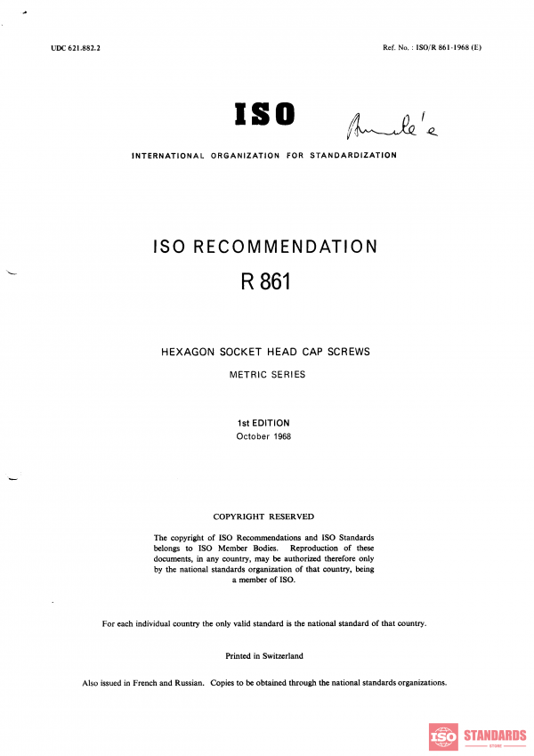 ISO/R 861:1968 PDF