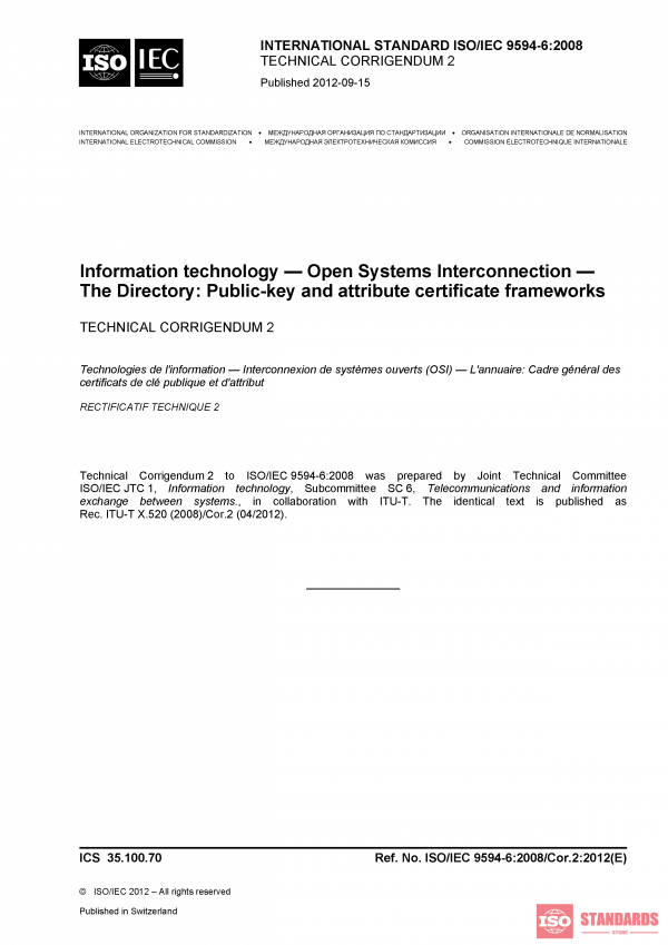 ISO/IEC 9594-6:2008/COR2:2012 PDF
