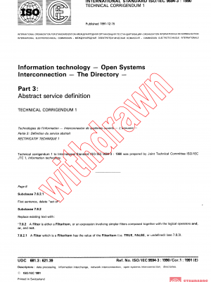 ISO/IEC 9594-3:1990/COR1:1991 PDF