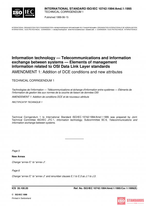 ISO/IEC 10742:1994/AMD1:1995/COR1:1999 PDF