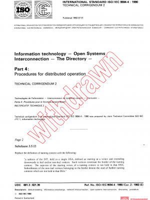 ISO/IEC 9594-4:1990/COR2:1992 PDF