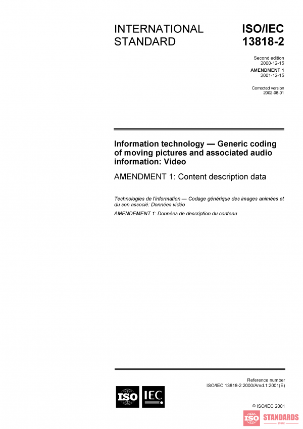 ISO/IEC 13818-2:2000/AMD1:2001 PDF