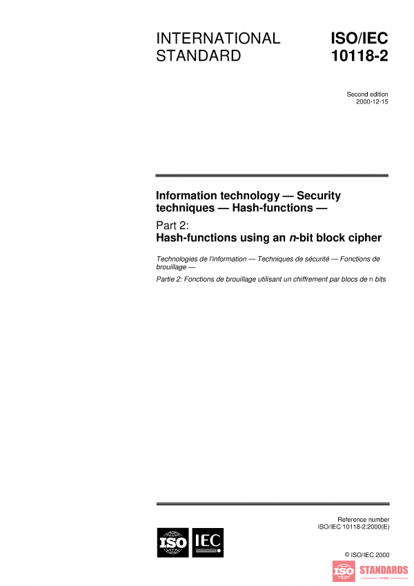 ISO/IEC 10118-2:2000 PDF
