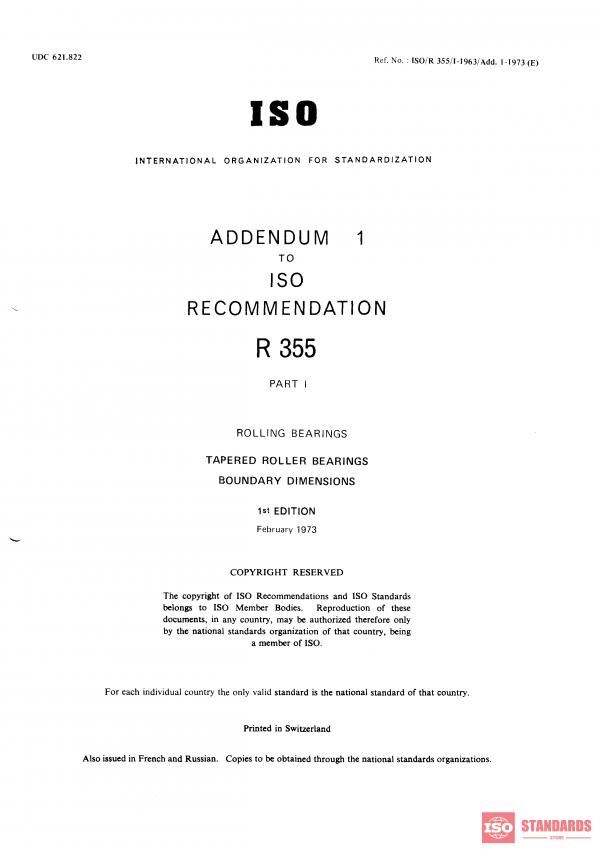 ISO/R 355-1:1963/Add 1 PDF
