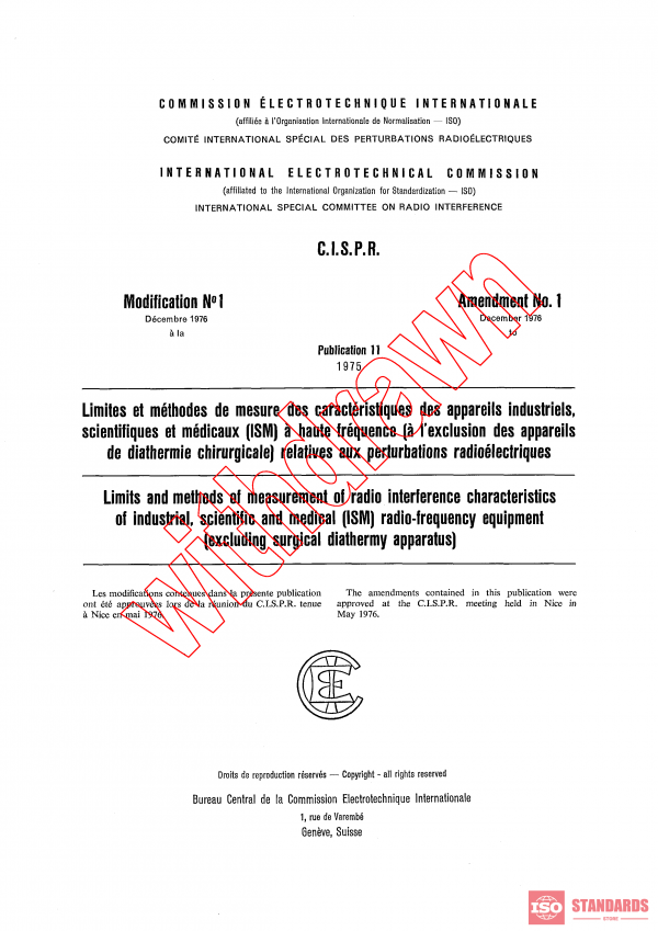 CISPR 11:1975/AMD1:1976 PDF