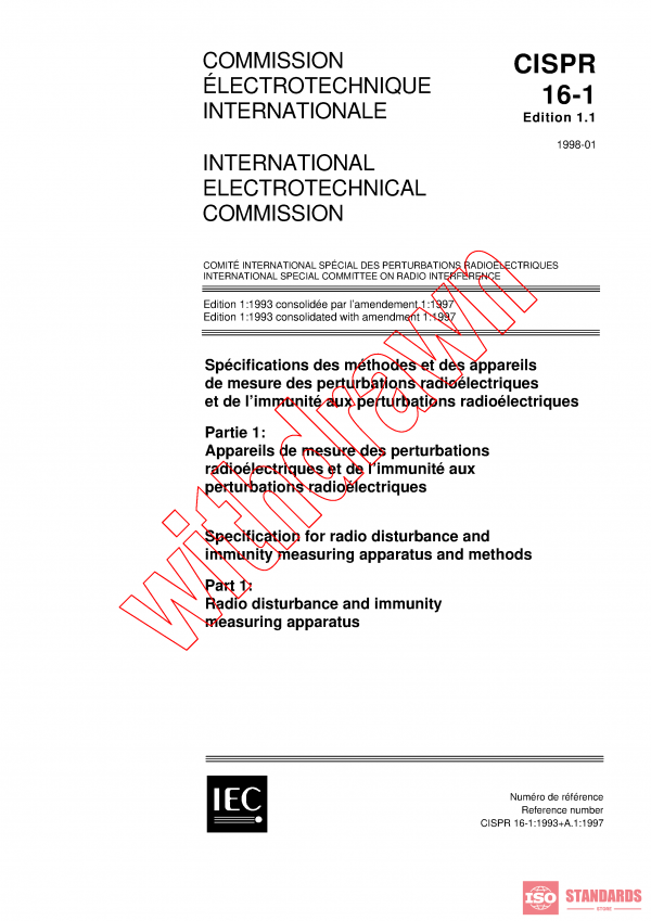 CISPR 16-1:1993+AMD1:1997 CSV PDF