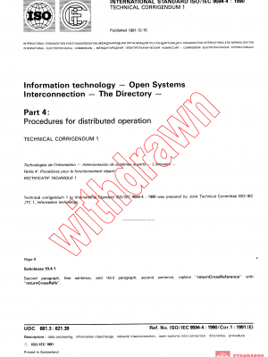 ISO/IEC 9594-4:1990/COR1:1991 PDF