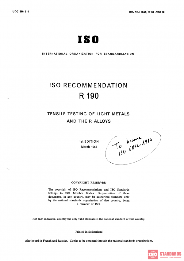 ISO/R 190:1961 PDF
