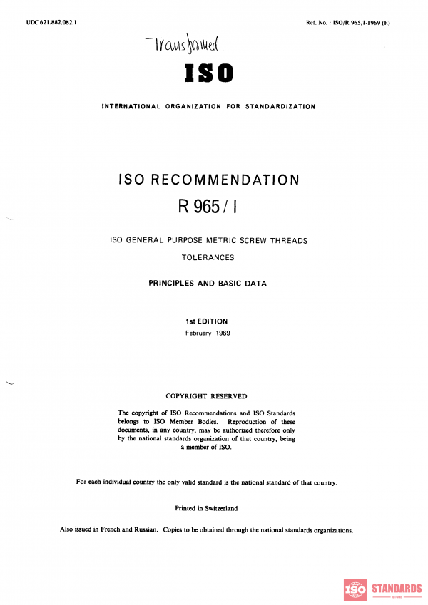 ISO/R 965-1:1969 PDF