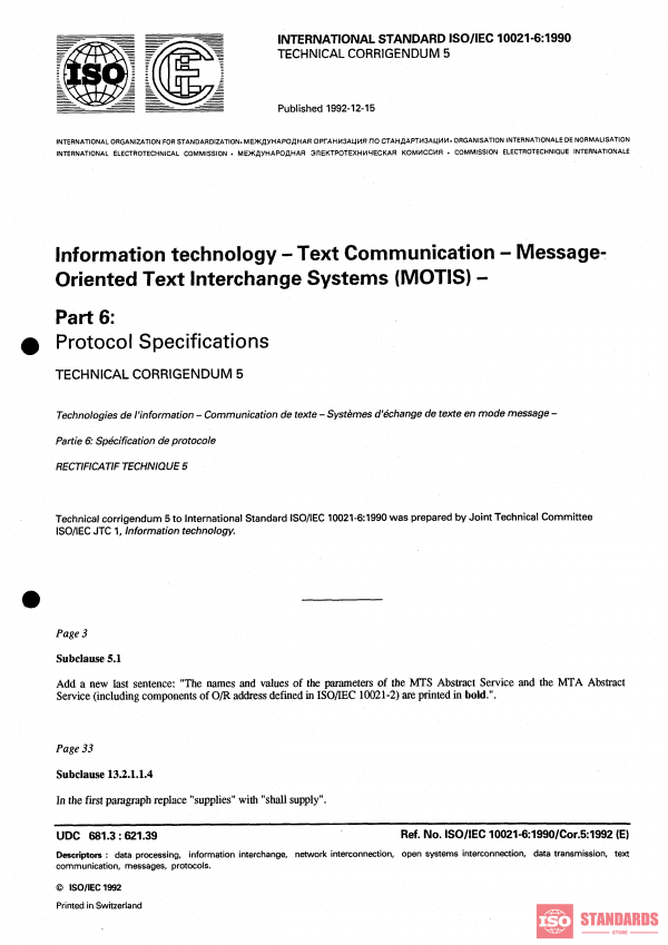 ISO/IEC 10021-6:1990/Cor 5:1992 PDF