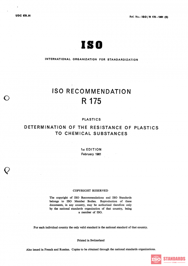 ISO/R 175:1961 PDF