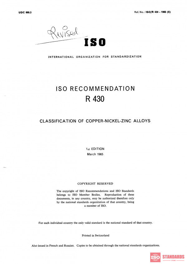 ISO/R 430:1965 PDF
