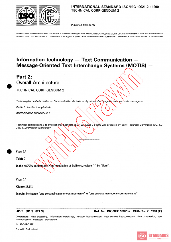 ISO/IEC 10021-2:1990/COR2:1991 PDF