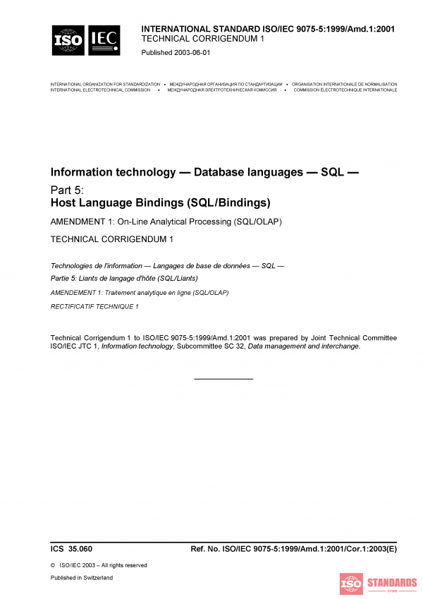 ISO/IEC 9075-5:1999/Amd 1:2001/Cor 1:2003 PDF