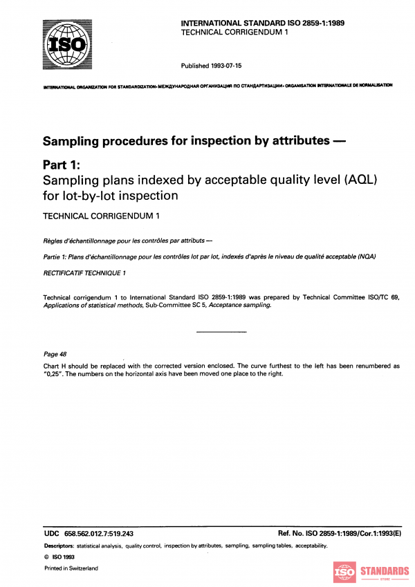 ISO 2859-1:1989/Cor 1:1993 PDF
