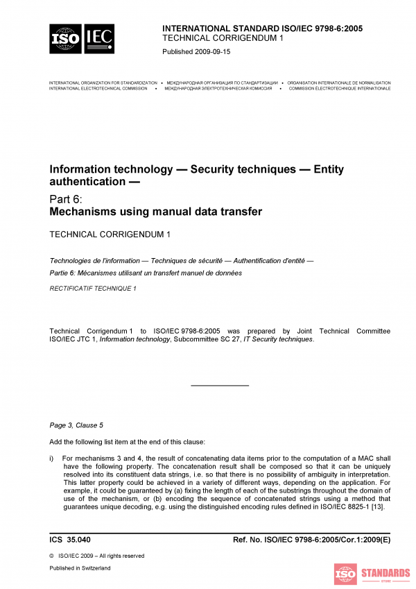 ISO/IEC 9798-6:2005/Cor 1:2009 PDF