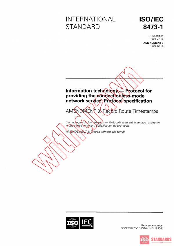 ISO/IEC 8473-1:1994/AMD3:1996 PDF