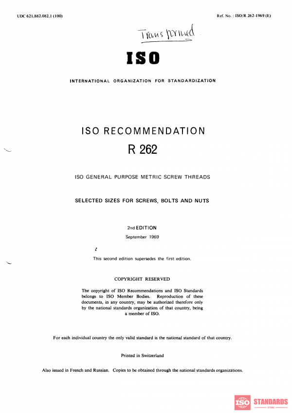 ISO/R 262:1969 PDF