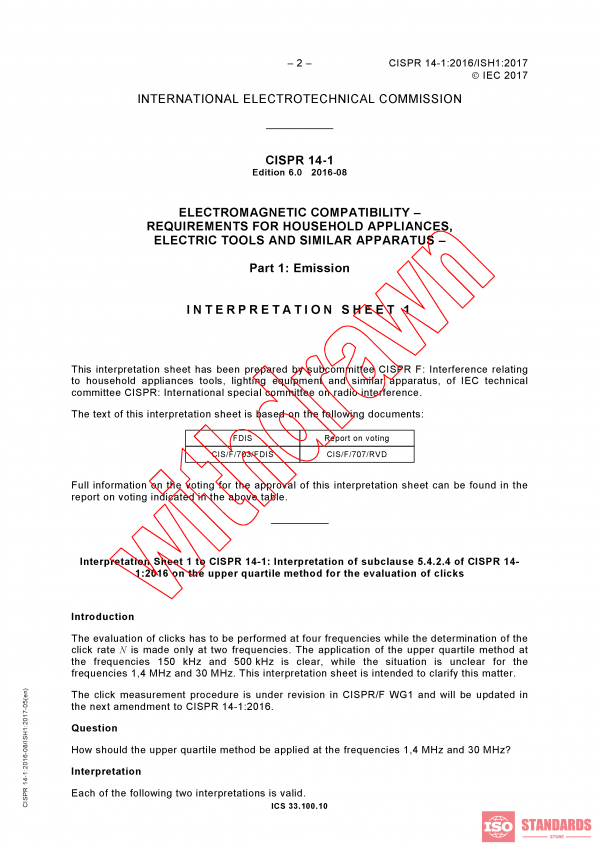 CISPR 14-1:2016/ISH1:2017 PDF
