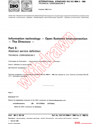 ISO/IEC 9594-3:1990/COR3:1992 PDF