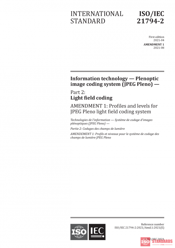 ISO/IEC 21794-2:2021/Amd 1:2021 PDF