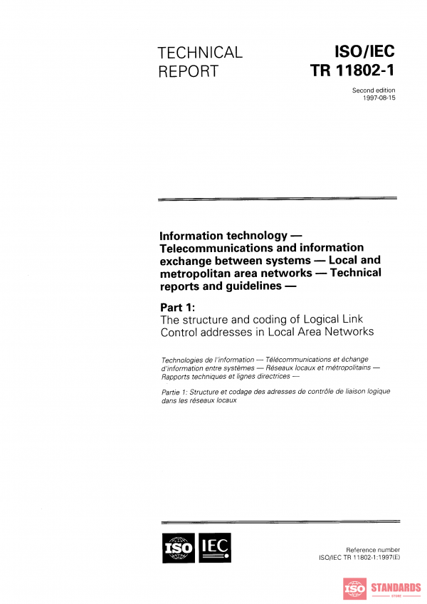 ISO/IEC TR 11802-1:1997 PDF