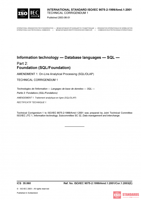 ISO/IEC 9075-2:1999/Amd 1:2001/Cor 1:2003 PDF