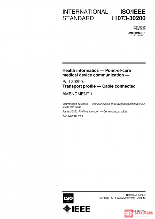 ISO/IEEE 11073-30200:2004/Amd 1:2015 PDF