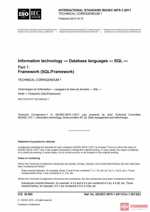 ISO/IEC 9075-1:2011/Cor 1:2013 PDF