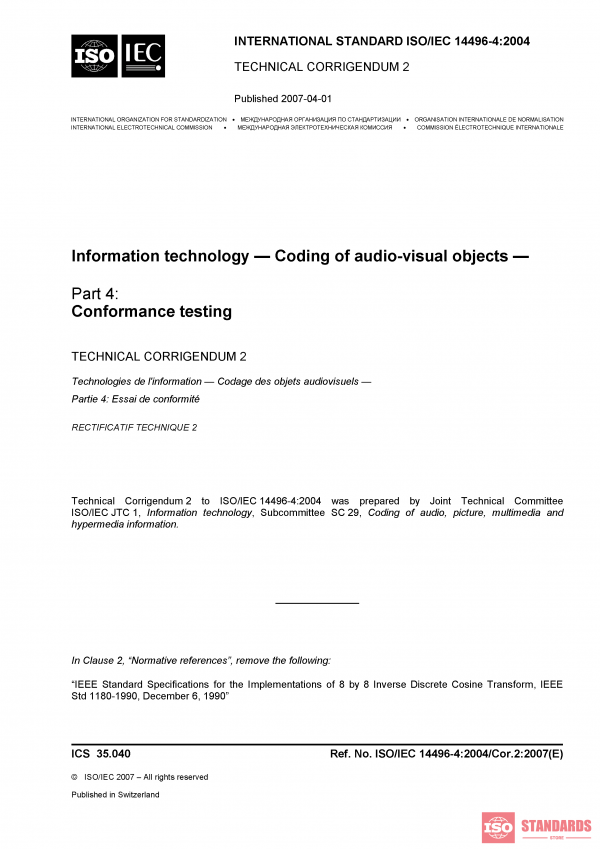 ISO/IEC 14496-4:2004/Cor 2:2007 PDF