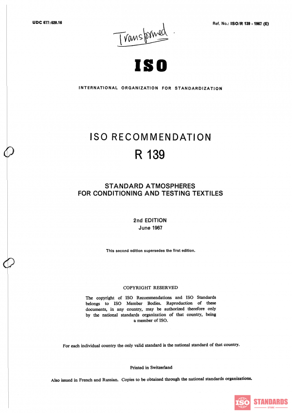 ISO/R 139:1967 PDF
